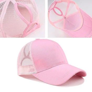 Женские регулируемые шляпы в стиле хип-хоп, бейсболка с конским хвостом, женская бейсболка Snapback, сетчатые кепки, летняя солнцезащитная шляпа с дышащей сеткой