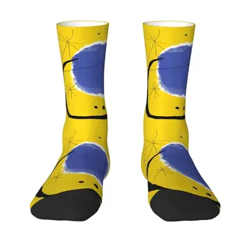 Забавные носки The Gold Of The Azure Женские мужские Теплые спортивные футбольные носки с 3D принтом Joan Miro в стиле абстрактного искусства