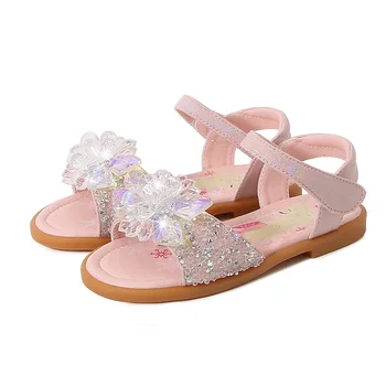 Хрустальные сандалии для девочек 2022 Летние Новые детские пляжные сандалии со стразами Косплей мультяшная блестящая принцесса для свадебной вечеринки Bling