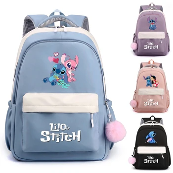 Disney Lilo Stitch Рюкзак для Женщин, Рюкзак для Девочек-Подростков, Детские Сумки Для Школьных Книг, Милый Мягкий Дорожный Рюкзак Mochila Escolar