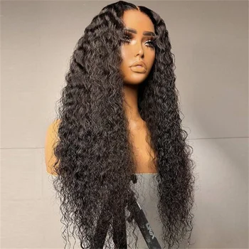 Бесклеевой 26-дюймовый Мягкий длинный кудрявый парик 180 плотности с черным кружевом спереди для африканских женщин, детские волосы, термостойкие Ежедневно