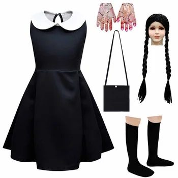 Wednesday Addams Cosplay Girls Costume 2023, Новое Платье Принцессы, Карнавальные Костюмы, Детские Праздничные платья от 3 до 12 лет