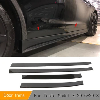 Обвес из углеродного волокна, отделка дверей, боковые юбки для Tesla Model X 2016 2017 2018, боковая панель, защита двери, декоративная отделка кузова