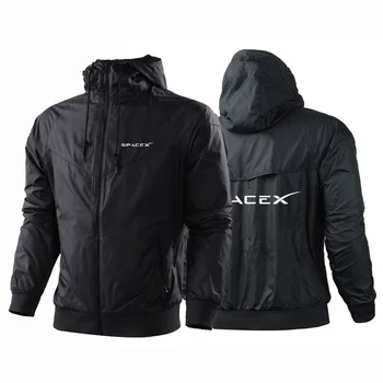 Логотип SpaceX Space X 2024, Новые Мужские Осенне-Весенние Модные Куртки-Ветровки С принтом, Дышащие Ветрозащитные Повседневные Пальто