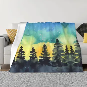 Плюшевое одеяло Green Forest, мягкое покрывало для дивана с рисунком, теплое одеяло для кондиционера, теплое, легкое, декоративное одеяло