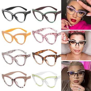 Модные очки с защитой от ультрафиолета, Антибликовая оправа без рецепта, женские поддельные очки с кошачьим глазом, очки с синим светом.