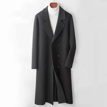 Осенне-зимнее пальто Новое мужское двубортное в британском стиле средней длины