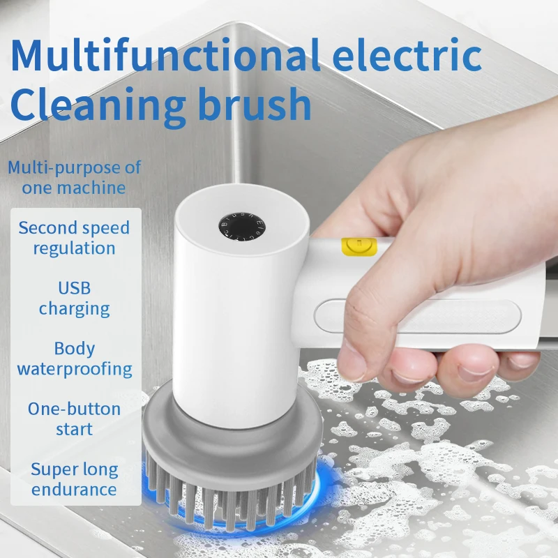 Новая беспроводная электрическая щетка для чистки, многофункциональная домашняя кухня, ванная комната, средство для мытья посуды, ручная электрическая щетка для чистки - 0