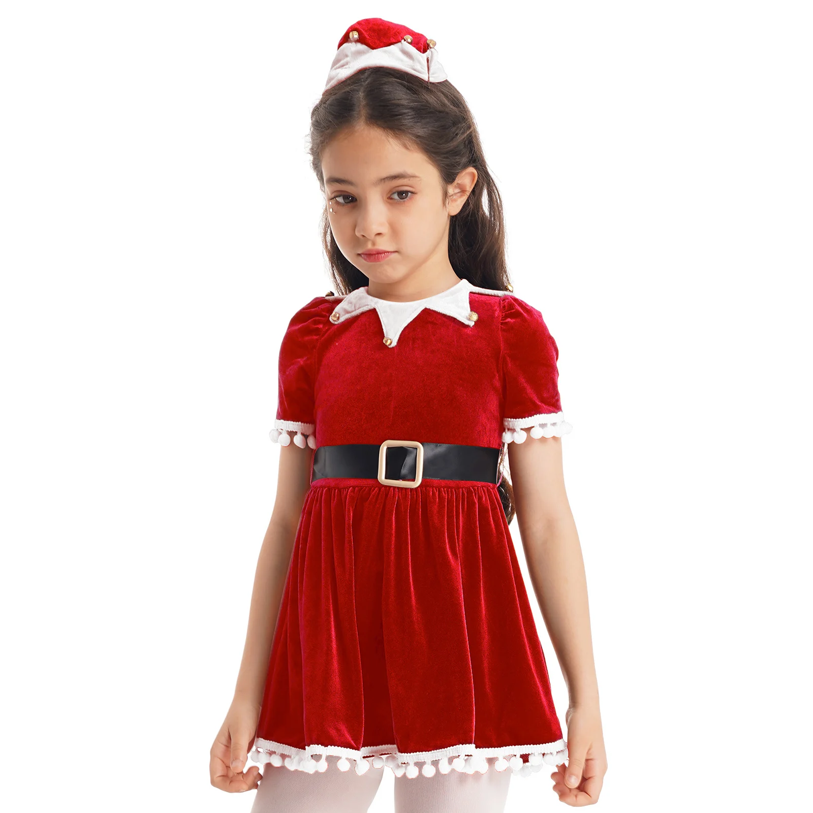 Детские Рождественские костюмы Эльфов для девочек, косплей, танцевальная вечеринка, Хэллоуин, Рождественские костюмы Санта-Клауса, Нарядная вечеринка - 0