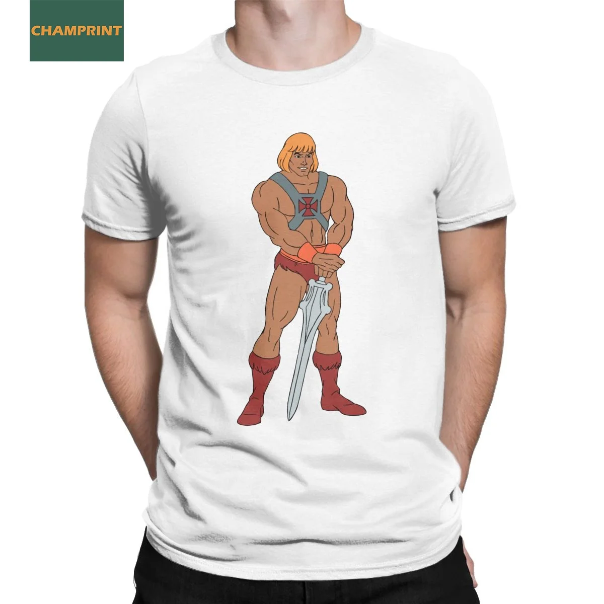 Мужская футболка He-Man Masters Of The Universe, Винтажная Футболка из 100% Хлопка, Круглый вырез горловины, Футболка с коротким рукавом, Оригинальные Топы - 0