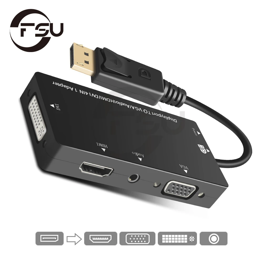 DP-HDMI-совместимый Кабель-Адаптер VGA DVI Конвертер Displayport Display Port Видео для Портативных ПК, Монитора Компьютера, Проектора, Телевизора - 0