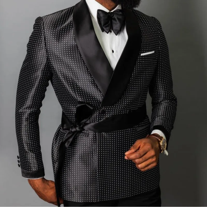 Новейший модный дизайн двубортного блейзера для мужчин, свадебное платье жениха на заказ, 2 предмета (Куртка + Брюки + Галстук-бабочка) - 0