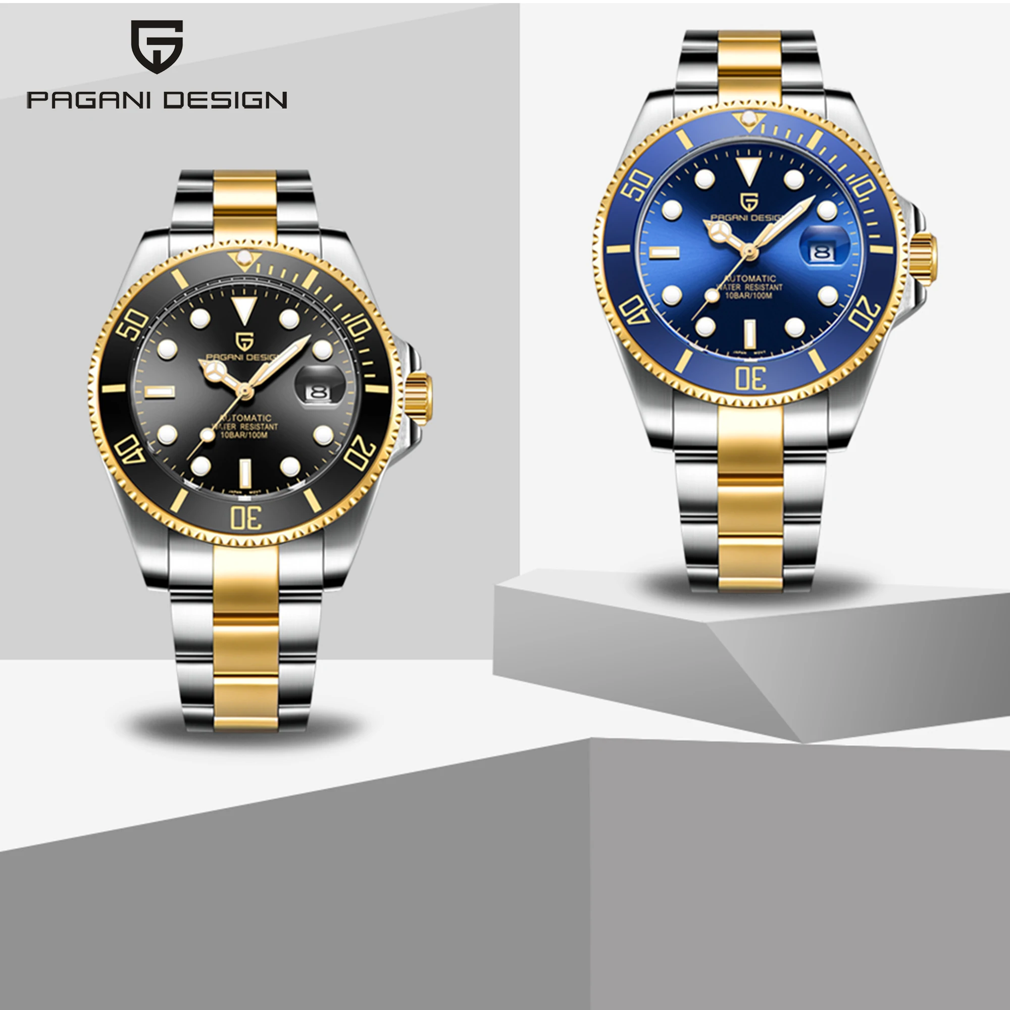 Мужские автоматические механические часы Now PAGANI DESIGN Gold от бренда Business с новым механизмом NH35, водонепроницаемые наручные часы reloj - 0