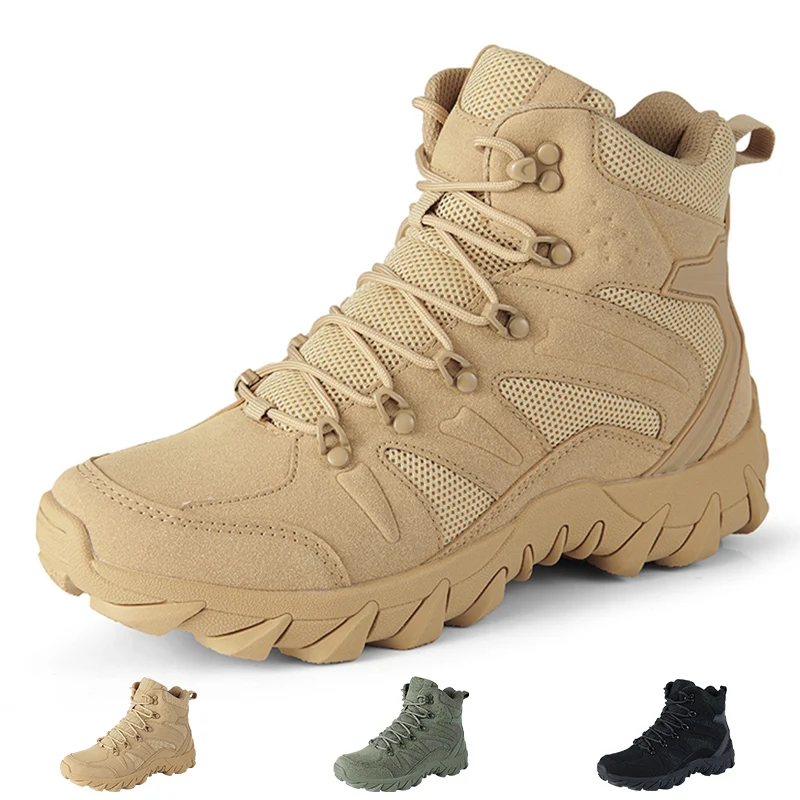 Тактические Военные Ботинки Мужские Высококачественные Боевые Ботинки Мужские 2023 Уличные Мужские Тактические Ботинки Противоскользящие Мотоциклетные Ботинки Защитная Обувь - 0
