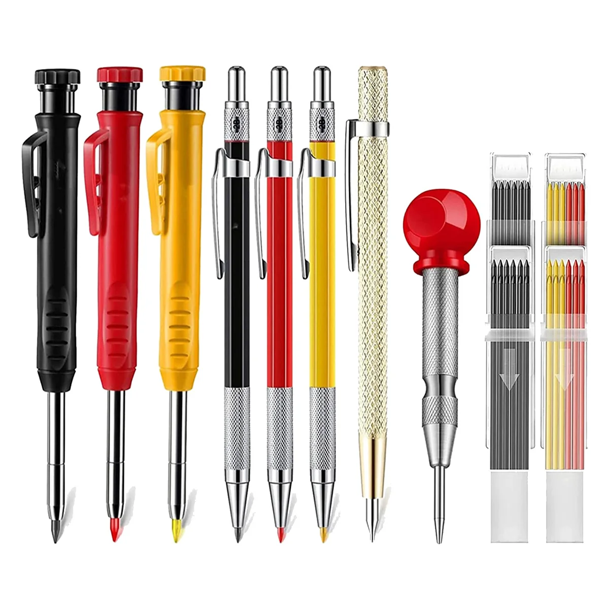 Набор механических плотницких карандашей с заправкой для маркеров, плотницкий твердосплавный инструмент для рисования, Деревообрабатывающие карандаши, маркерные инструменты - 0