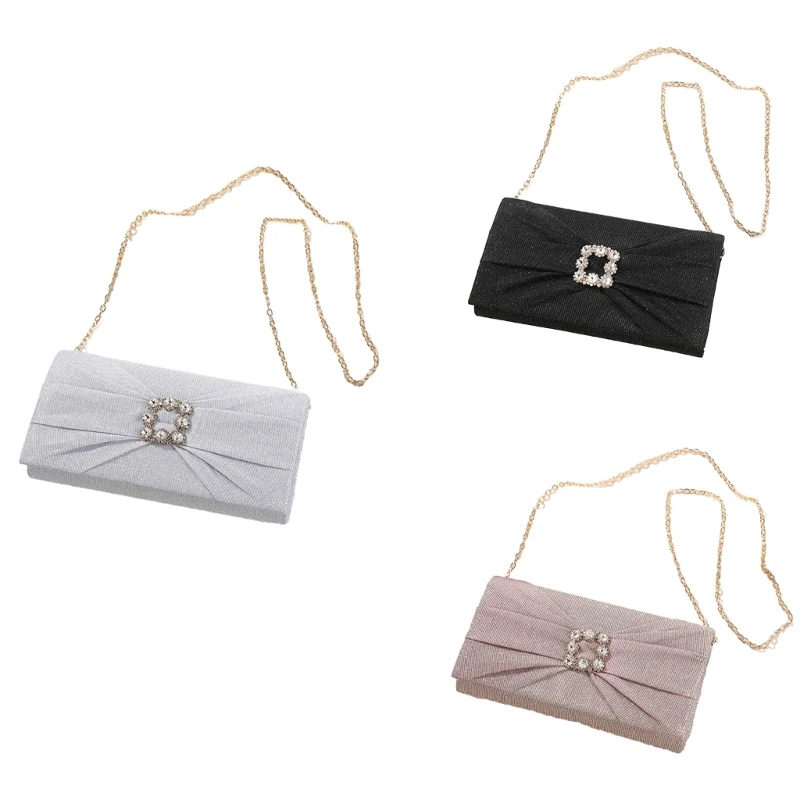 Модная женская плиссированная вечерняя сумочка, вечерние банкетные сумки для дам, свадебные клатчи, сумочка через плечо, сумки на цепочке - 0