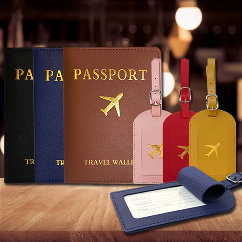 1 шт. Портативная багажная бирка из искусственной кожи, идентификационная бирка для чемодана, бирка для багажа, бирка для сумки, имя, идентификационный адрес, держатель загранпаспорта, карточка для путешествий - 0