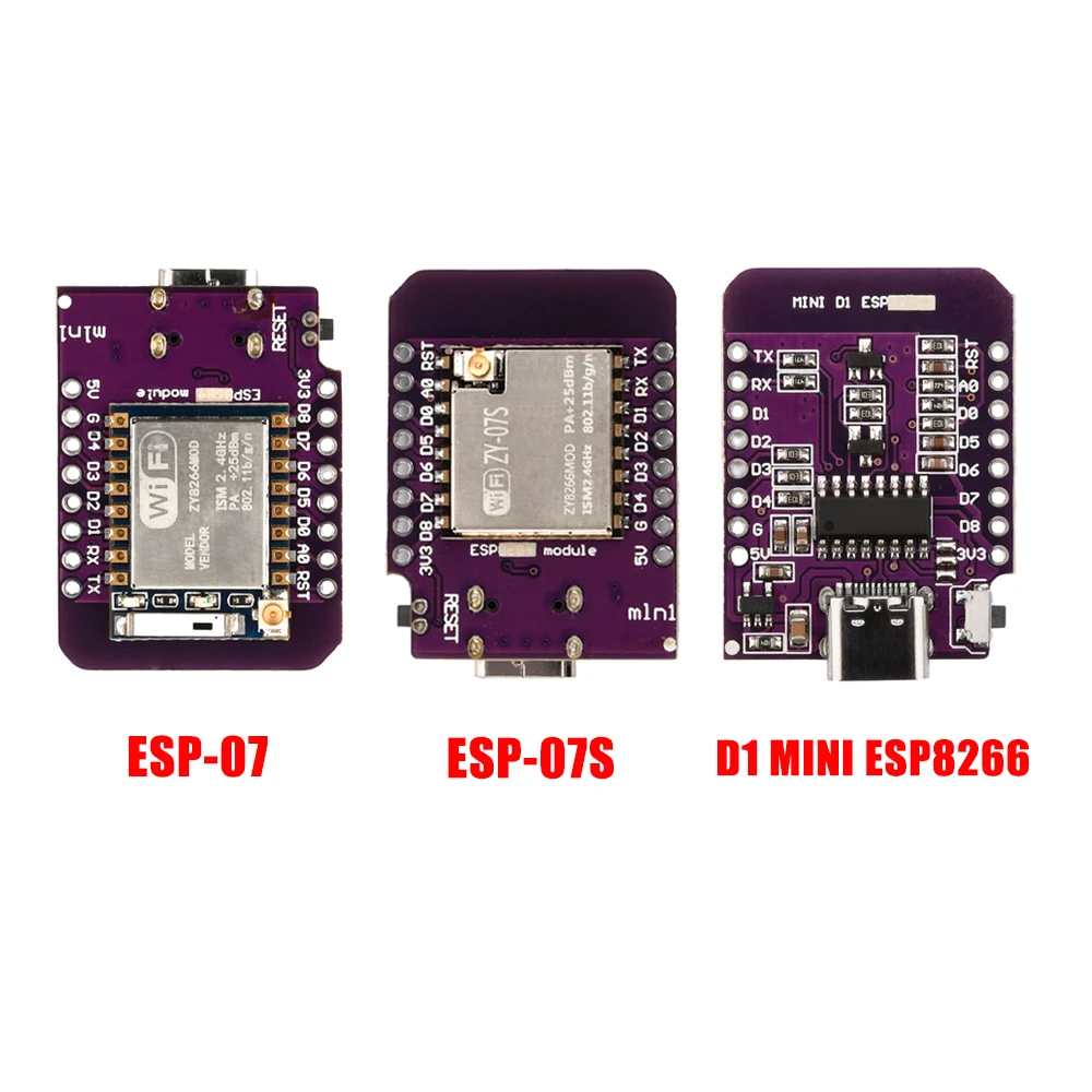 Плата разработки TYPE-C ESP8266 ESP-07/07S CH340G USB D1 Mini WIFI Со встроенными контактами 32-битного микроконтроллера MCU для 80 МГц160 МГц - 0