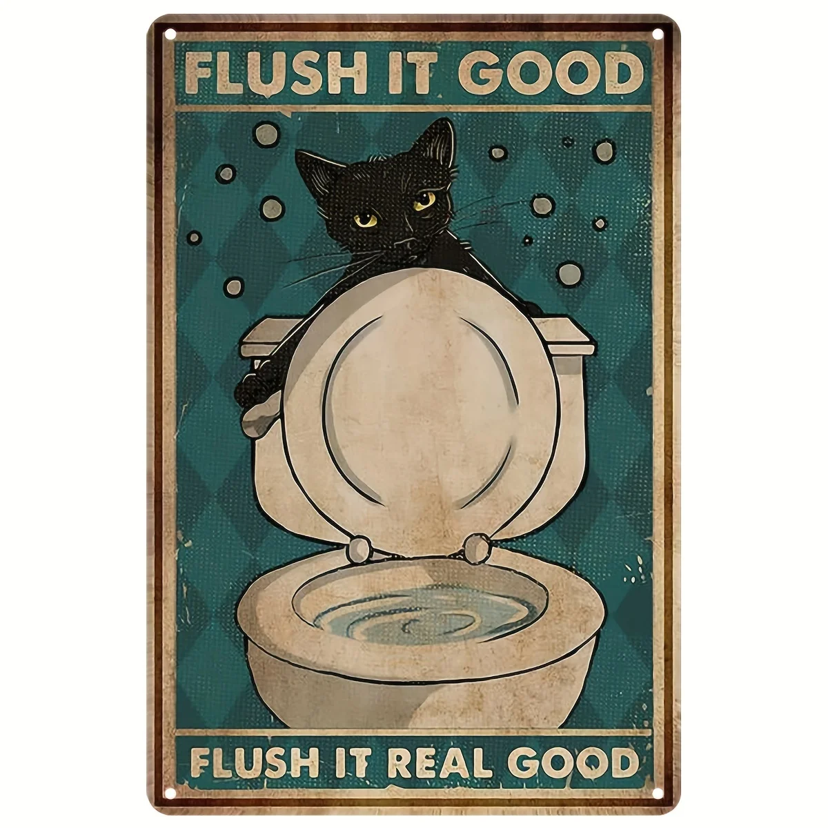 1 шт. Металлическая вывеска для заднего двора, очень хорошая Забавная жестяная вывеска с черным котом в ванной, Подарки для любителей Черного кота, Настенное искусство для ванной, вывески на ферме - 0