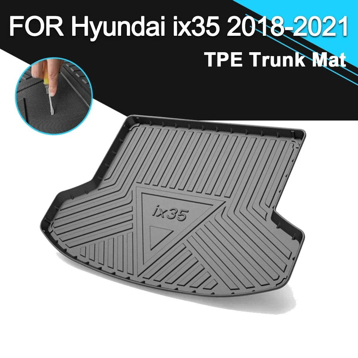 Коврик Для Задней Крышки Багажника Автомобиля Резиновый TPE Водонепроницаемый Нескользящий Грузовой Лайнер Аксессуары Для Hyundai ix35 2018-2021 - 0
