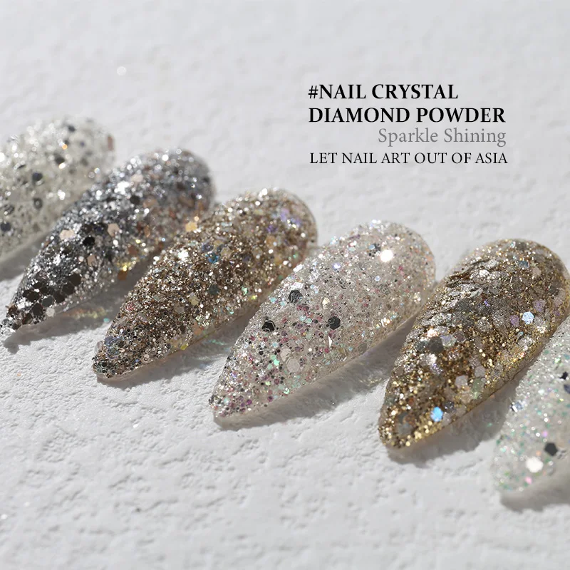 HNDO 6 Цветов нейл-арта, сверкающая алмазная пудра, смешанные блестящие блестки, шестигранные хлопья, пигментная пыль для маникюра, дизайн своими руками - 0
