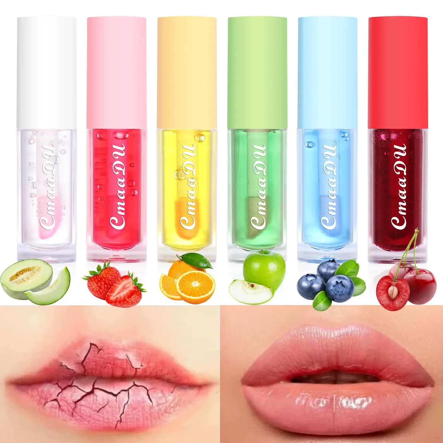 Масляная глазурь для губ CmaaDu, изменяющая цвет, Увлажняющий блеск, блеск для губ, Натуральное Стойкое увлажнение, Уменьшающее морщины, Питательный уход за губами - 0