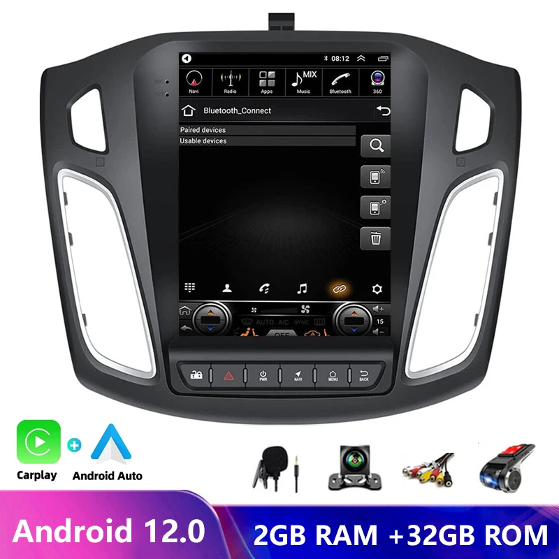 Автомобильный Радиоприемник Мультимедийный Android 12 Плеер Для Ford Focus 3 Mk3 2011-2019 Для Tesla Style Screen Navigation 2 din GPS 2din Video 4G - 0
