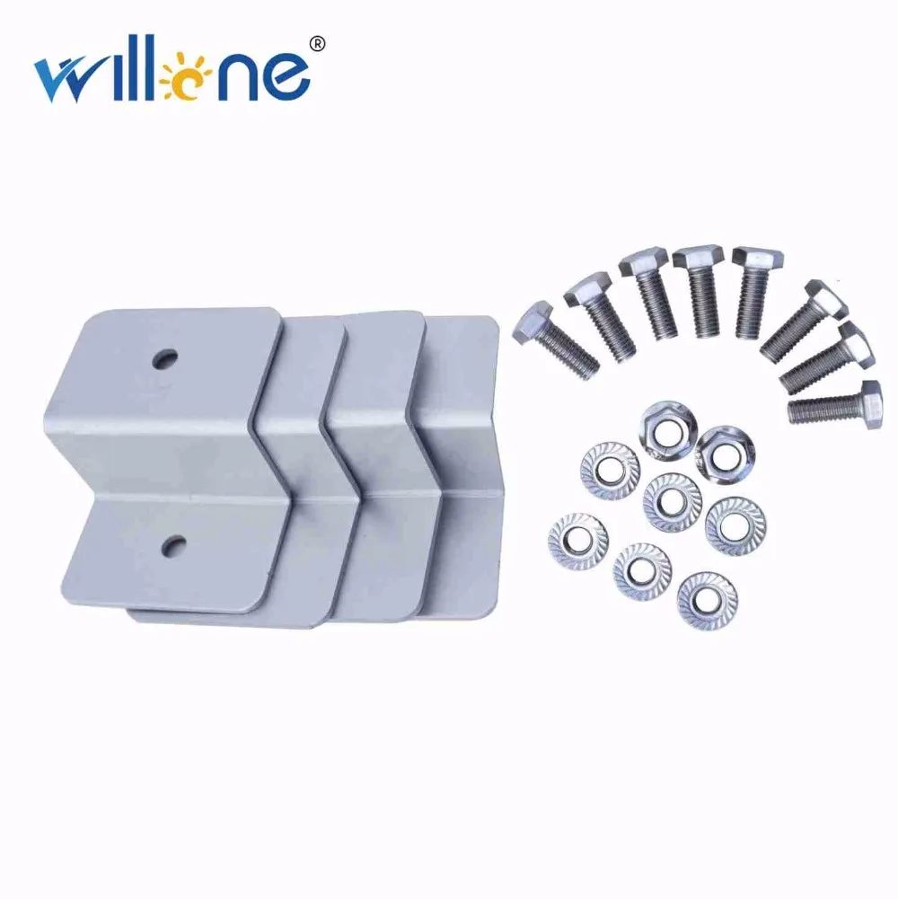 Willone 10 комплектов Держатель для солнечной панели Серебристый универсальный металлический Z-образный кронштейн - 0