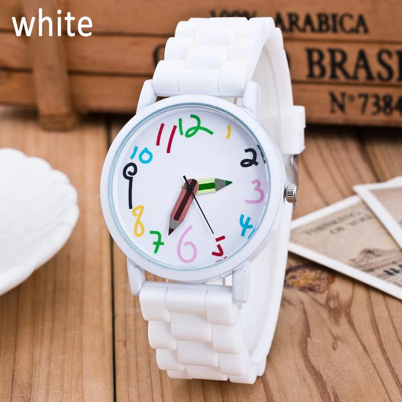 Модные цветные цифровые часы с карандашной указкой Для женщин, девочек, мальчиков, детских часов, силиконовой ленты, кварцевых наручных часов Reloj Mujer - 0