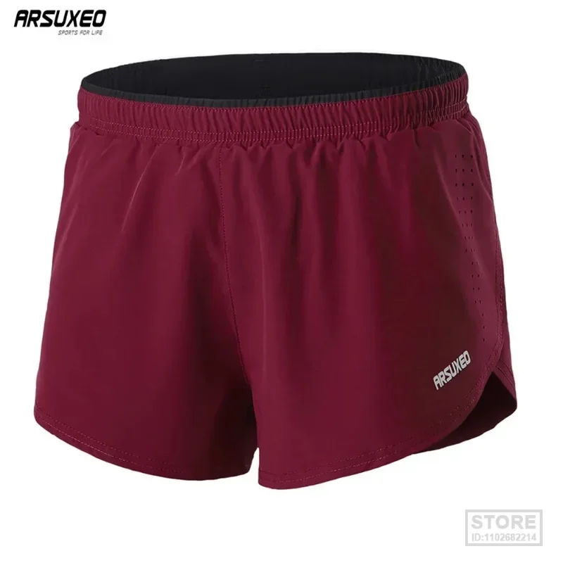 Мужские шорты для бега ARSUXEO 2 в 1, тренировочные 3-дюймовые двухслойные плавки для спортзала, спортивные штаны для бега, быстросохнущие с карманами - 0