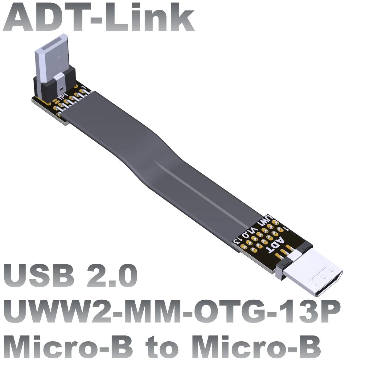 Плоский удлинительный кабель USB OTG 2.0 от мужчины к мужчине micro-B к micro-B ADT - 0