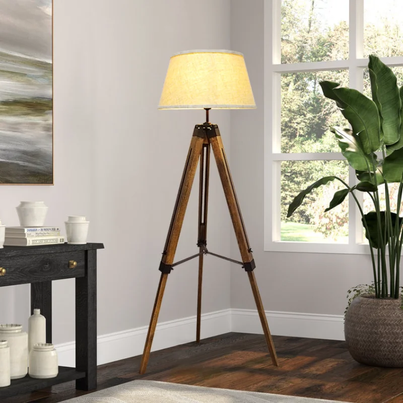 Светодиодный торшер-тренога Depuley, деревянная современная лампа для чтения середины века, 8 Вт, торшеры с цоколем E27 для спальни, фермерского дома - 0