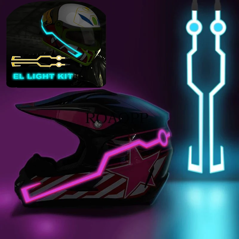 Водонепроницаемый Мотоциклетный Велосипедный шлем Светодиодная полоса холодного света EL Наклейка 4 Мигающих сигнальных огонька Комплект аксессуаров для шлема для ночной езды - 0