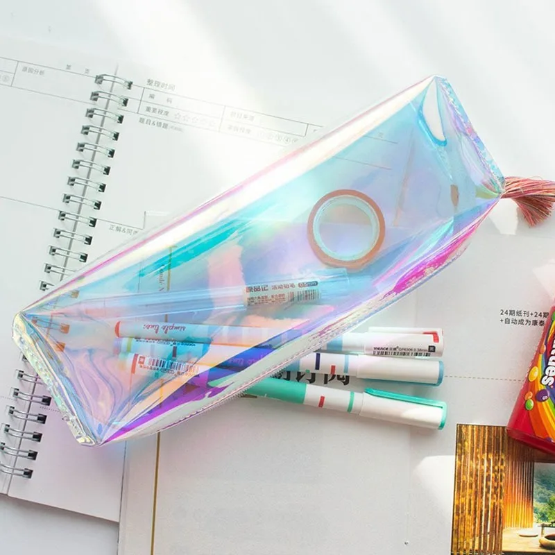 Красочный пенал Прозрачная сумка для ручек чехол для карандашей Канцелярская коробка Простая эстетичная сумка-органайзер Офисные школьные принадлежности - 0