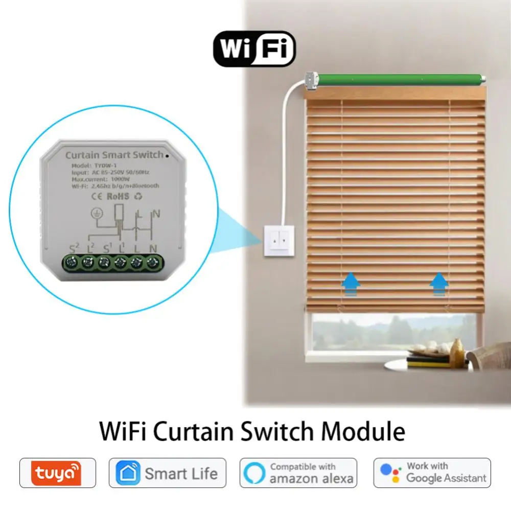 Модуль Tuya Smart Wifi Переключатель жалюзи для рольставен Таймер электродвигателя Голосовое Управление Работает с Alexa Home - 0