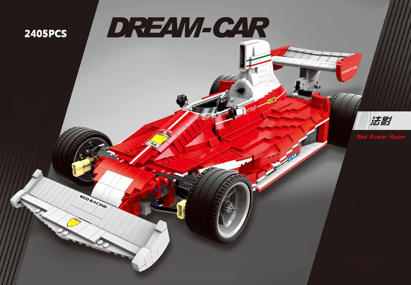 Конструктор Dream-car, модель гоночного автомобиля Italia Horse F1, автомобиль Moc Formula One, Сборка кирпичей, Коллекция игрушек для мальчиков, подарки - 0