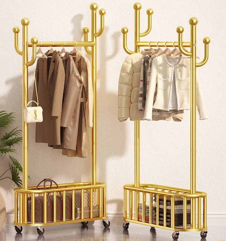 Скандинавская передвижная вешалка для одежды для дома, спальни, вешалка для одежды от пола до потолка со встроенным зеркалом для хранения - 0