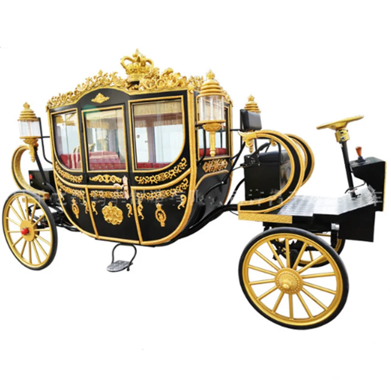 Продается Электромобиль Нового стиля С Прицепом для Свадебной кареты, запряженной лошадьми, Роскошные Королевские тележки для перевозки лошадей - 0