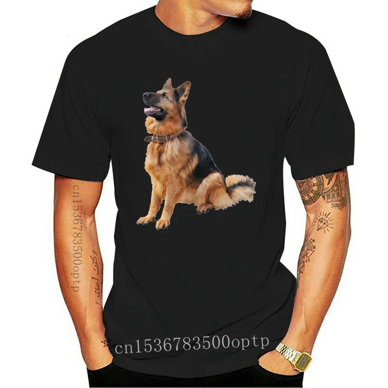 Новая футболка с изображением немецкой овчарки, симпатичная футболка с изображением щенка-любителя животных - 0