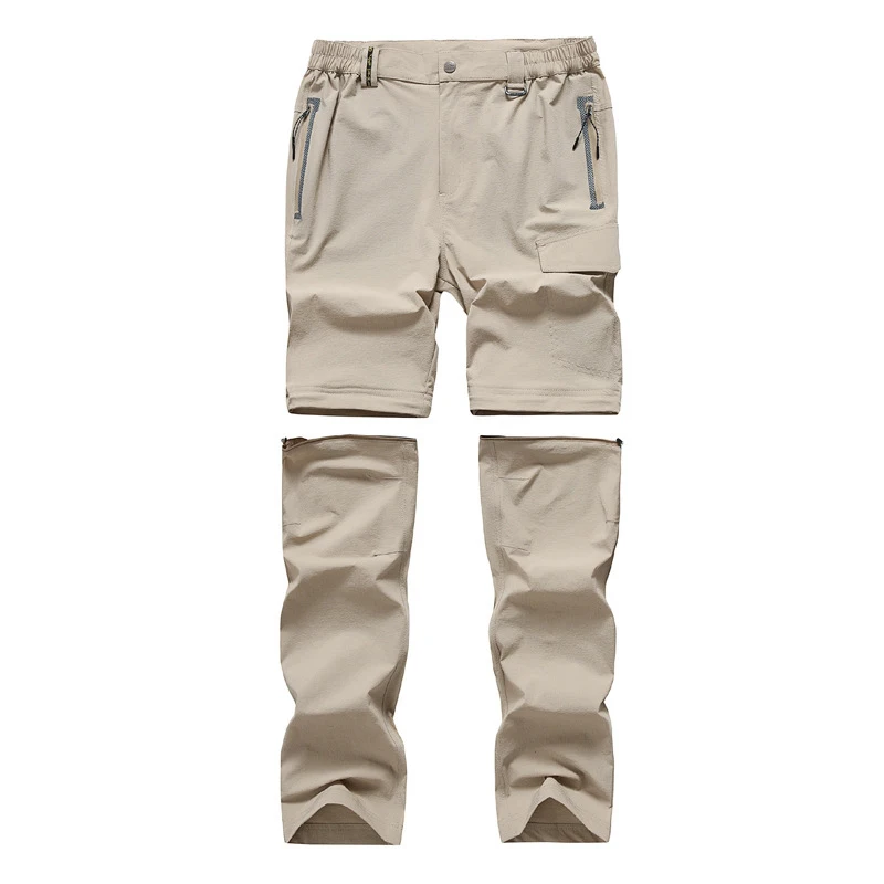 Летние Тонкие водонепроницаемые брюки для горных походов, мужские дышащие быстросохнущие Съемные брюки-карго, охотничьи треккинговые брюки, большие размеры - 1