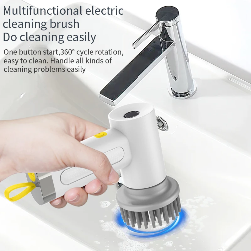 Новая беспроводная электрическая щетка для чистки, многофункциональная домашняя кухня, ванная комната, средство для мытья посуды, ручная электрическая щетка для чистки - 1