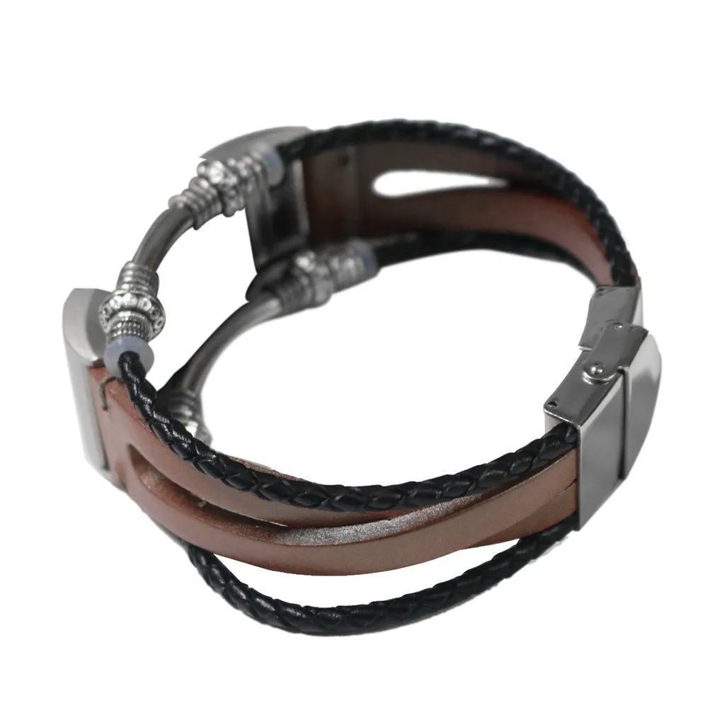 Модные сменные Аксессуары Кожаный браслет, совместимый с умными часами Fitbit Charge 2, запчасти для поделок - 1