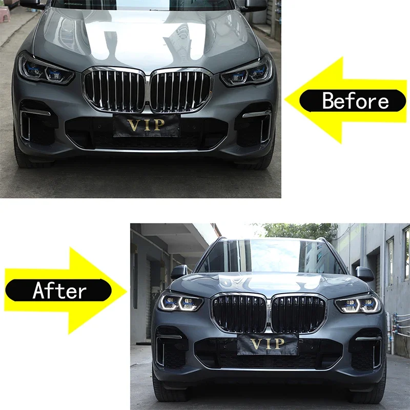 Для BMW X5 G05 2019-2022 ABS черный автомобильный стайлинг, накладка на переднюю решетку автомобиля, аксессуары для модификации экстерьера автомобиля - 1