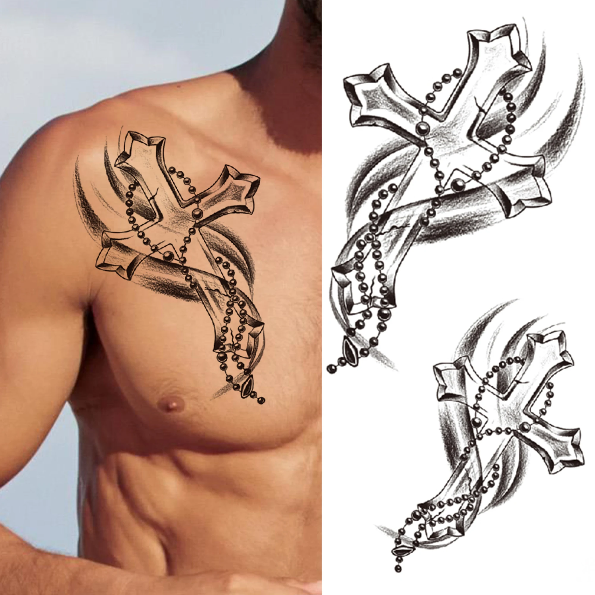 Временные татуировки с акварельным Лотосом Для женщин, мужчин, Ловец снов, Бабочка, поддельная татуировка, Наклейка с цветком Розы, татуировки на предплечье, груди - 1