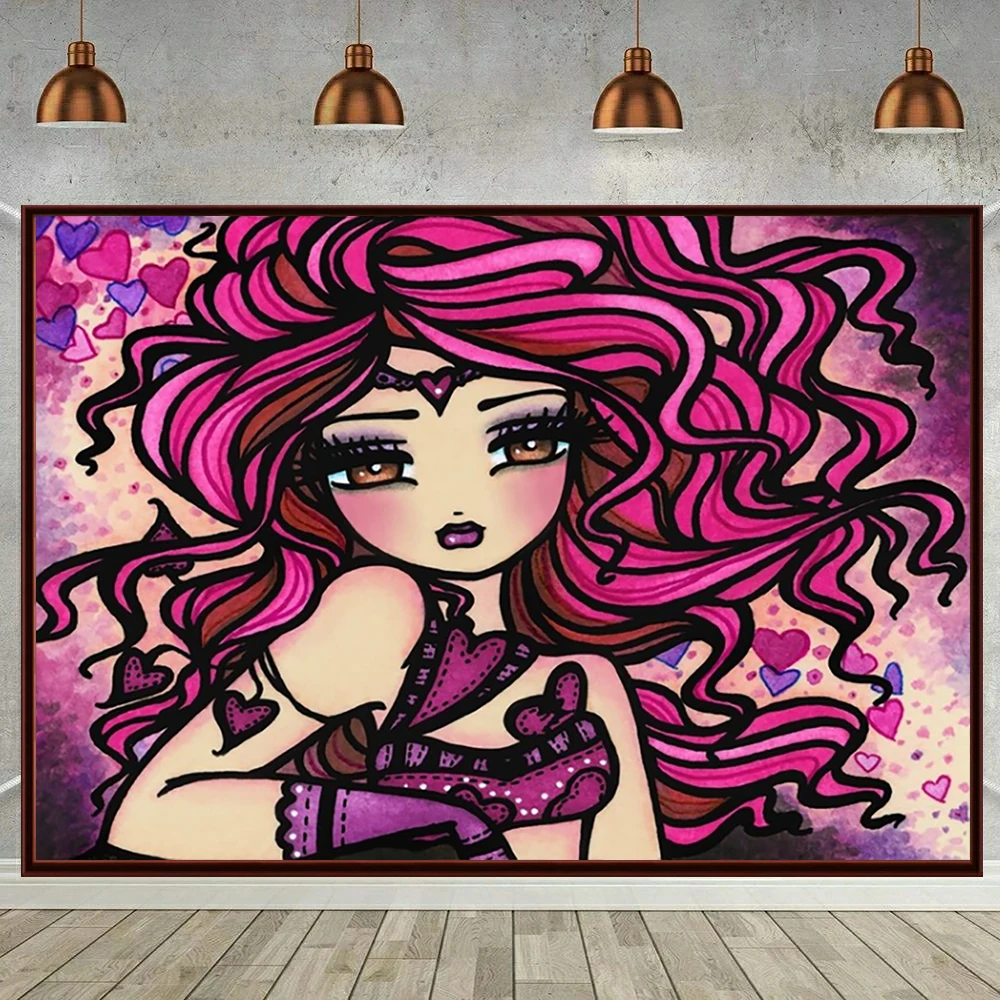 Сумка на молнии 5D DIY мультфильм длинные волосы девочка с большими глазами алмазная картина принцесса любовь наклейки искусство алмазной вышивки детский подарок - 1