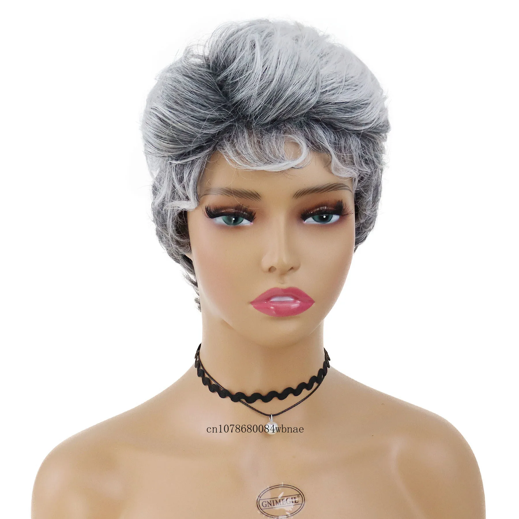 Классическая прическа Пикси Из синтетических волос, короткий седой парик с челкой, пушистые многослойные парики для женщин из термостойкого волокна для ежедневного использования - 1
