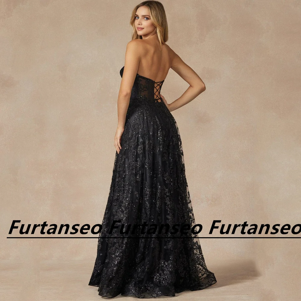 Классические платья Furtanseo для выпускного вечера с круглым вырезом, без рукавов, юбка с разрезом, Модное вечернее платье трапециевидной формы с открытой спиной - 1