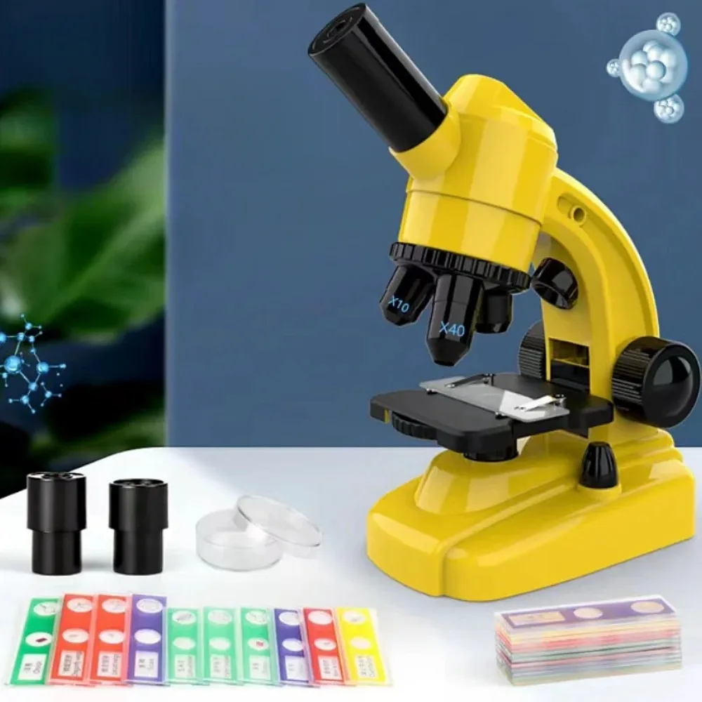 Детский микроскоп 1600x биологическая оптика HD микроскоп, набор микроскопов для научных экспериментов для учащихся начальной школы, подарок - 1