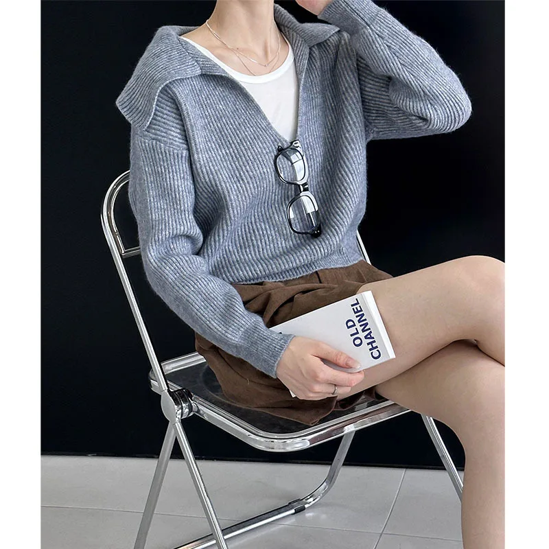 2023 Женские осенние свитера и пуловеры из двух частей, вязаные женские пуловеры с длинным рукавом, женские джемперы, женские топы - 1