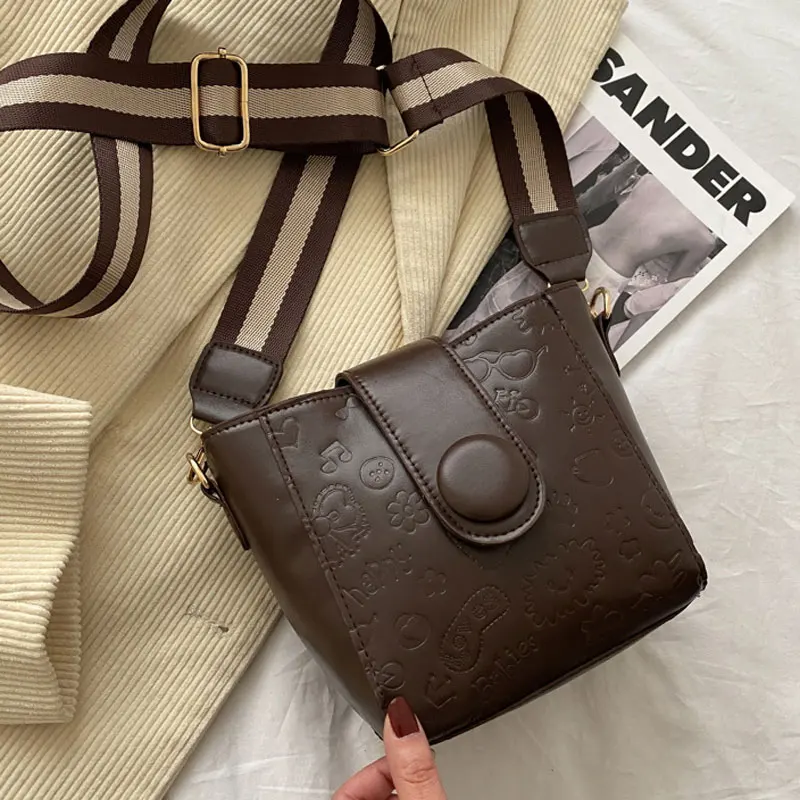 Модная простая сумка-мешок для женщин из искусственной кожи, женская сумка через плечо и женская сумка через плечо большой емкости, роскошный кошелек - 1